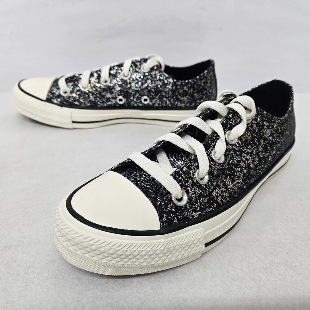 Converse Chuck Taylor All Star Oxfords A11138C Glitter Black Egret Women Size 6 - Picture 3 of 9